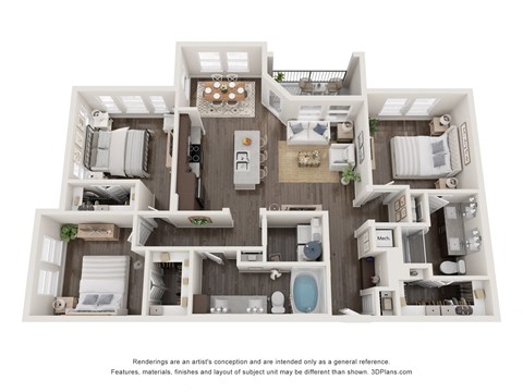 a 3 bedroom floorplan is shown in this illustration